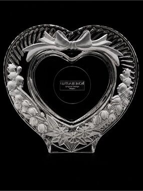 Vintage Home Beautiful Heavy Crystal Heart Photo Frame Japan